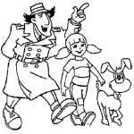 Dibujo para colorear Dibujo Del Inspector Gadget Con Su Sobrina Y Su Perro Para Pintar Y Colorear Inspectorgadget