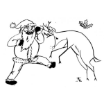 Dibujo para colorear Dibujo De Santa Claus Peleando Con Su Reno Para Pintar Y Colorear La Pelea De Santa