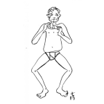 Dibujo para colorear Hombre En Calzoncillo Comiendo Pollo Frito Para Pintar Y Colorear
