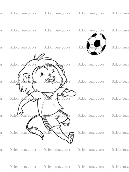 Dibujo para colorear Dibujo De Leoncito Futbolista Para Pintar Y Colorear Leon Jugando Futbol