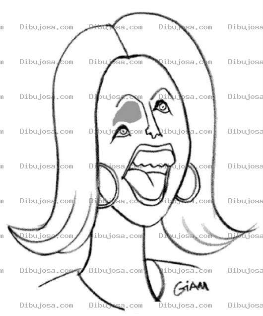Dibujo para colorear Dibujo De Mujer Deforme De La Cara Para Pintar Y Colorear