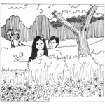 Dibujo para colorear Dibujo De Adan Y Eva En El Jardin Del Eden Para Pintar Y Colorear El Paraiso