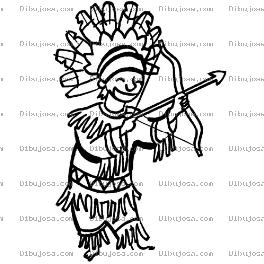 Dibujo para colorear Indio Con Arco Y Flecha Para Colorear
