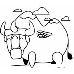 Dibujo para colorear Toro Con Alas 3 Cuernos Y 3 Ojos Para Pintar Y Colorear