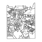 Dibujo para colorear Dibujo Del Mercado Para Pintar Y Colorear Mercado De Pueblo