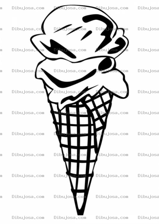 Dibujo para colorear Helado De 2 Bolas Con Cono Waffle Para Pintar Y Colorear