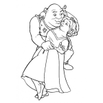 Dibujo para colorear Dibujo De Shreck Y Fiona Para Pintar Y Colorear A Schrek Besando A Fiona