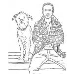 Dibujo para colorear El Mejor Amigo Del Hombre Dibujo De Un Hombre Con Su Perro Para Pintar Y Colorear