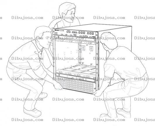 Dibujo para colorear Dibujo De Hombres Cargando Un Horno Electronico Para Colorear