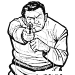 Dibujo para colorear Figura De Tiro Al Blanco Para Poligono Dibujo De Un Hombre Apuntando Con Un Revolver Para Pintar Y Colorear Hombre Con Pistola