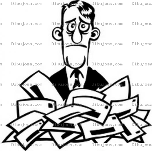Dibujo para colorear Tumulto De Deudas Dibujo De Hombre Endeudado Triste Y Desesperado De Tanta Deuda Y Cartas De Cobros Para Pintar Y Colorear La Cara Del Endeudamiento
