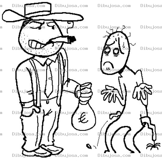 Dibujo para colorear Dibujo De Cobrador Extorsionador Sacandole Hasta El Ultimo Centavo A Un Pobre Hombre Para Pintar Y Colorear