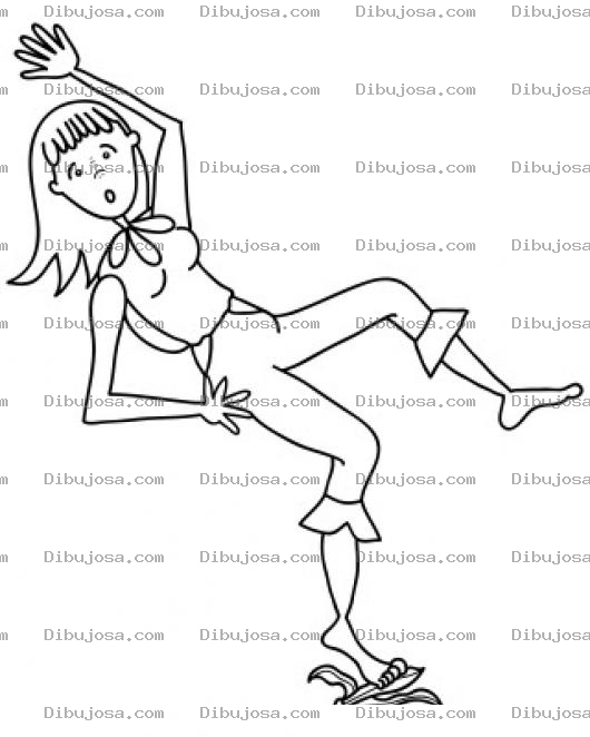Dibujo para colorear El Resbalon Dibujo De Una Mujer Resbalandose En Una Cascara De Banano Para Pintar Y Colorear