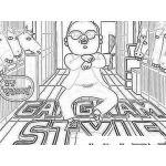 Dibujo para colorear Gangman Style Dibujo Del Baile Del Ganmanstyle Para Pintar Y Colorear Bail Estilo Gangman Como Si Se Estuvuera Cabalgando Sobre Un Caballo