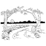 Dibujo para colorear Dibujo De Un Riachuelo Para Pintar Y Colorear Un Arroyo
