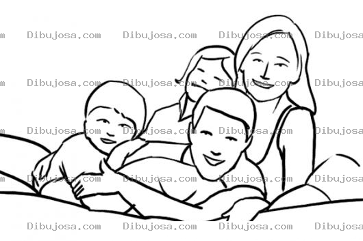 Dibujo para colorear Dibujo De Una Familia En La Cama Para Pintar Y Colorear Hijo Hija Mama Y Papa
