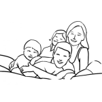 Dibujo para colorear Dibujo De Una Familia En La Cama Para Pintar Y Colorear Hijo Hija Mama Y Papa