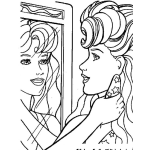 Dibujo para colorear Dibujo De Princesa Viendose Al Espejo Para Pintar Y Colorear Barbie Poniendose Aretes
