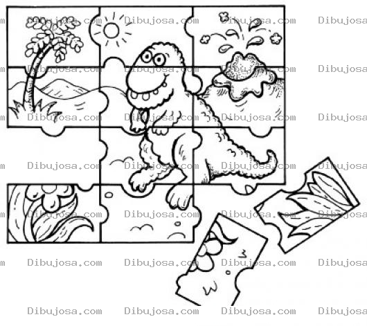 Dibujo para colorear Rompecabezas De Dinosaurio Para Recortar Pintar Y Colorear