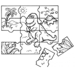Dibujo para colorear Rompecabezas De Dinosaurio Para Recortar Pintar Y Colorear