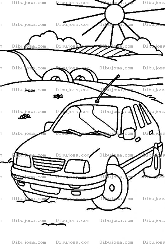 Dibujo para colorear Dibujo De Carro Con Paisaje Para Pintar Y Colorear