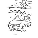 Dibujo para colorear Dibujo De Carro Con Paisaje Para Pintar Y Colorear