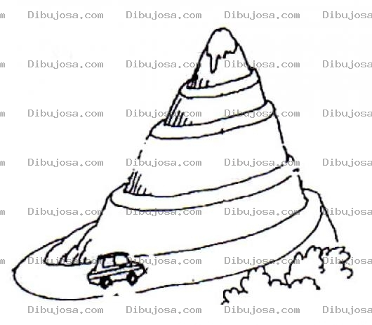 Dibujo para colorear Dibujo De Carro Subiendo Una Colina Para Pintar Y Colorear Carretera En Montana