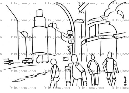 Dibujo para colorear Dibujo De Personas Debajo De Un Semaforo Para Pintar Y Colorear