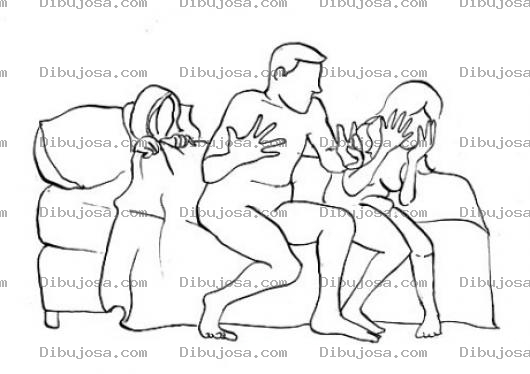 Dibujo para colorear Dibujo De Hombre Infiel Dando Explicaciones Cachado En Pleno Acto Para Pintar Y Colorear