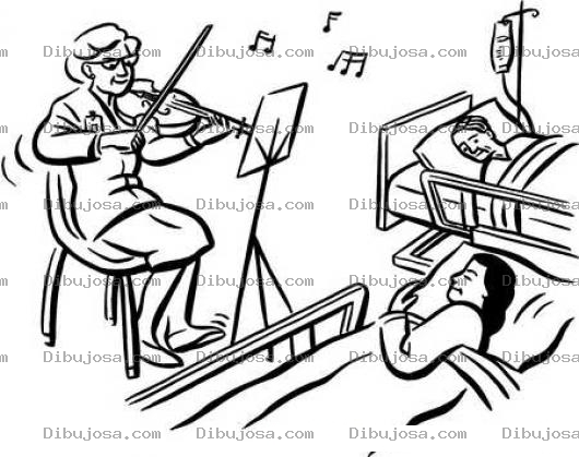 Dibujo para colorear Dibujo De Mujer Violinista Tocando En Un Hospital Para Pintar Y Colorear