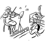 Dibujo para colorear Dibujo De Mujer Violinista Tocando En Un Hospital Para Pintar Y Colorear