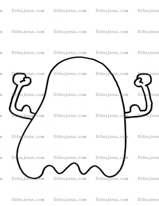 Dibujo para colorear Dibujo De Fantasma Con Musculos Para Pintar Y Colorear Fantasma De Pacman Musculoso