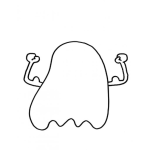 Dibujo para colorear Dibujo De Fantasma Con Musculos Para Pintar Y Colorear Fantasma De Pacman Musculoso