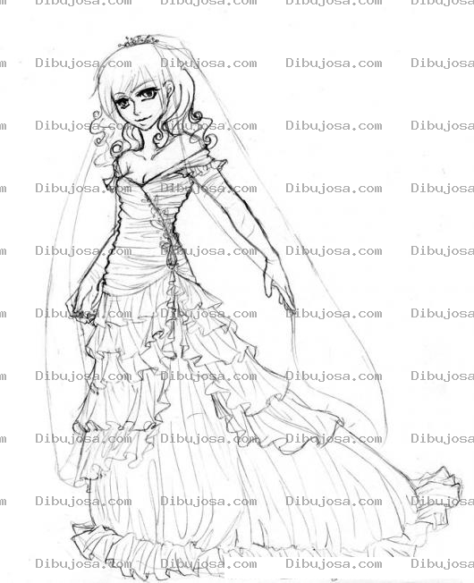 Dibujo para colorear Vestido De Novia Para Pintar Y Colorear