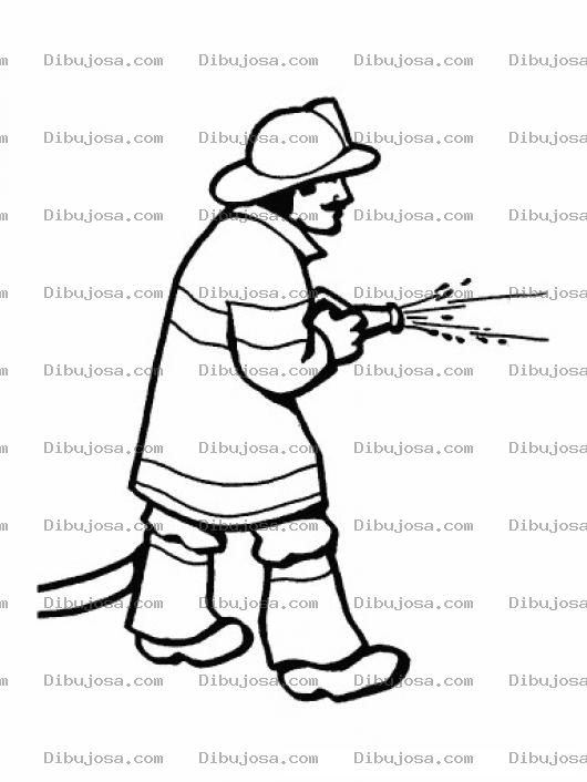Dibujo para colorear Dibujo De Bombero Con Manguera Apagando Un Fuego Para Pintar Y Colorear