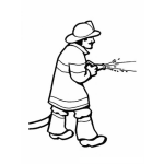 Dibujo para colorear Dibujo De Bombero Con Manguera Apagando Un Fuego Para Pintar Y Colorear