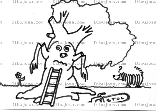 Dibujo para colorear Ceiba Mocha Dibujo De Arbol Herido Para Pintar Y Colorear