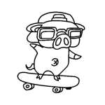 Dibujo para colorear Cerdito En Patineta Para Pintar Y Colorear