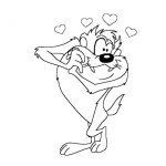 Dibujo para colorear Tazenamorado Dibujo De Taz Enamorado Para Pintar Y Colorear Taz Con Corazones