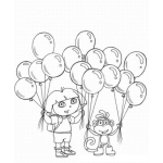 Dibujo para colorear Colorear a Dora con 14 globos