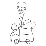 Dibujo para colorear Estibador De Piedras Para Pintar Y Colorear Hombre Cargando Una Roca Sobre Una Van