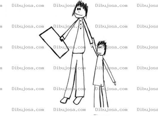 Dibujo para colorear Dibujo De Papa E Hijo Con Nota De Calificaciones De La Escuela Para Pintar Y Colorear