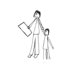 Dibujo para colorear Dibujo De Papa E Hijo Con Nota De Calificaciones De La Escuela Para Pintar Y Colorear
