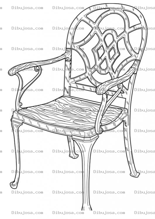 Dibujo para colorear Dibujo D Euna Silla De Jardin Para Pintar Y Colorear Silla De Hierro