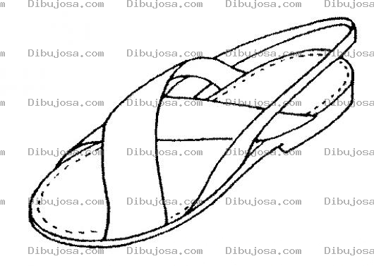 Dibujo para colorear Dibujo De Una Sandalia Para Pintar Y Colorear Un Caite De Cuero