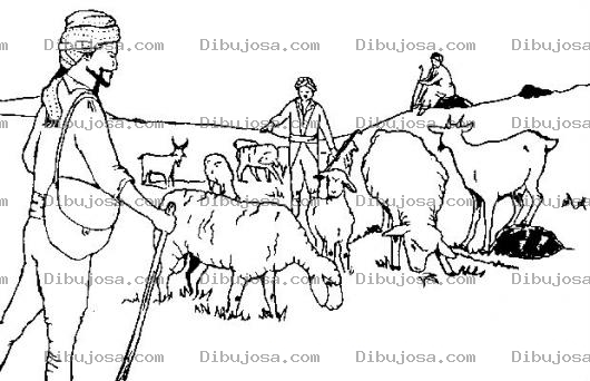 Dibujo para colorear Pastoreando Ovejas Dibujo De Pastores De Ovejas Para Pintar Y Colorear