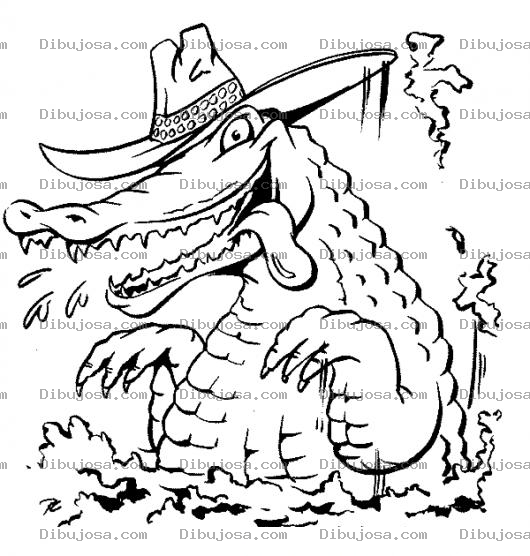 Dibujo para colorear Cocodrilo Con Sombrero Para Colorear
