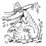 Dibujo para colorear Cocodrilo Con Sombrero Para Colorear