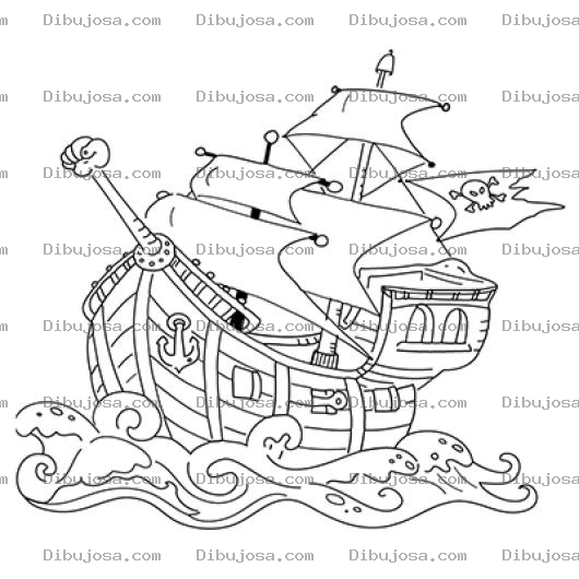Dibujo para colorear Pintar Dibujo De Barco Pirata