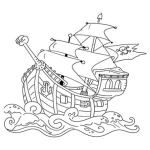 Dibujo para colorear Pintar Dibujo De Barco Pirata